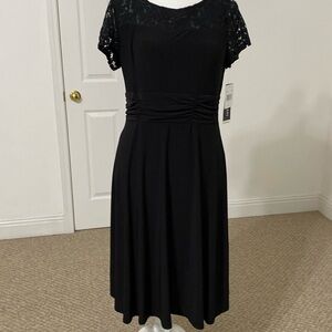 NWT Perceptions Black Dress with Lace Trim -Date Night or Social Event Ready